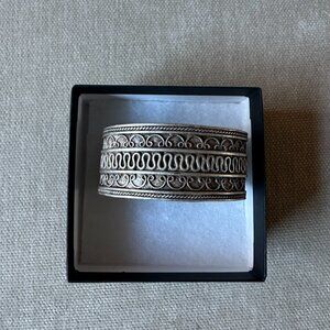 Turkish Style Swirl Pewter Adjustible Statement Cuff Bracelet Eclectic Bohemian